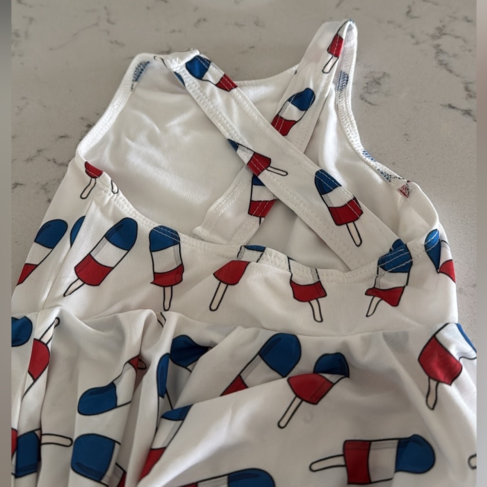 Monica and Andy Ruffle Skirt Swimsuit Ice Bomb Pop America Patriotic 2T - Picture 4 of 9